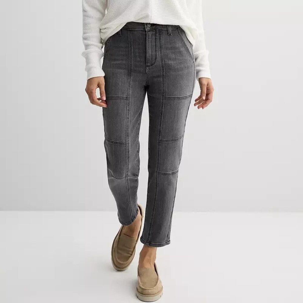 Sonoma Slim Fit Utility Pants Womens 18 Gray Wash Stretch NEW